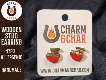 Ramen Wood Stud Earrings - Food Fashion Earring